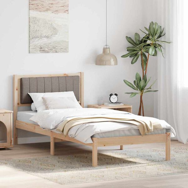 vidaXL Bedframe met Gevoerd Hoofdgedeelte Taupe 90 x 190 cm