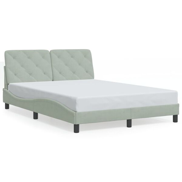 vidaXL Bedframe zonder matras 140x200 cm fluweel lichtgrijs