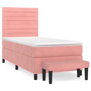 vidaXL Boxspring met matras fluweel roze 80x200 cm