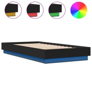 vidaXL Bedframe met LED-verlichting zwart 75x190 cm