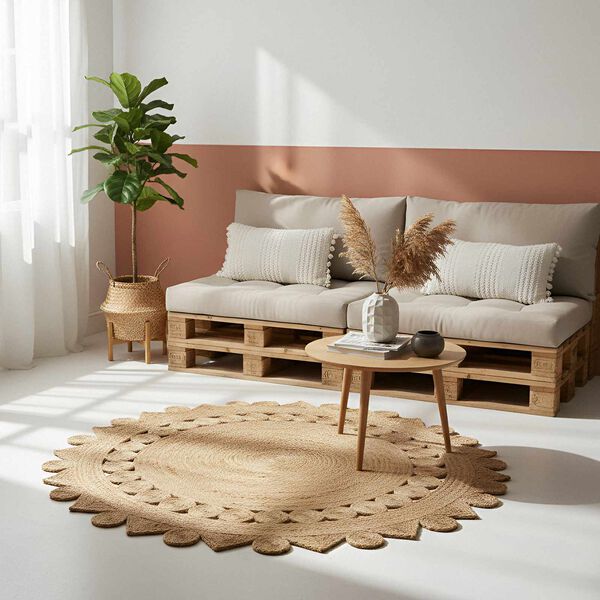 vidaXL Tapijt Bruin &Oslash; 240 cm Jute