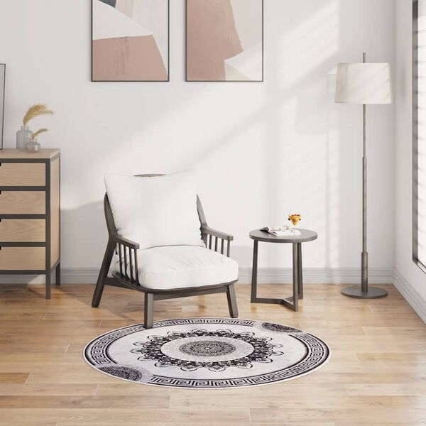 vidaXL Vloerkleed wasbaar anti-slip ø120 cm meerkleurig