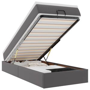 vidaXL Ottoman bed met matras 100x200cm kunstleer grijs