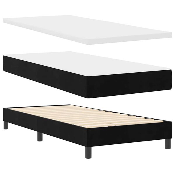vidaXL Boxspringbed met matras Zwart 190 x 90 cm Fluweel