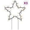 vidaXL Kerstverlichting ster 3 st met grondpinnen 50 LED's 29 cm
