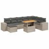 vidaXL 9-delige Loungeset met kussens poly rattan grijs