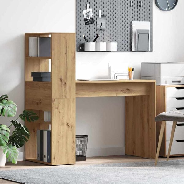 vidaXL Bureau met plank Artisan Eiken 113 x 54 x 120 cm Bewerkt hout