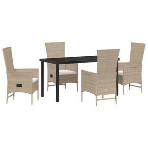 vidaXL Tuin eettafelset 5 st Beige poly rattan