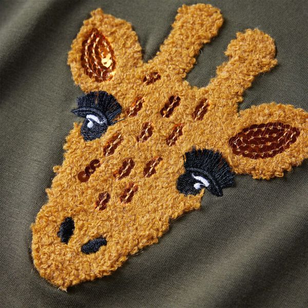 Kindershirt met lange mouwen 140 kakikleurig