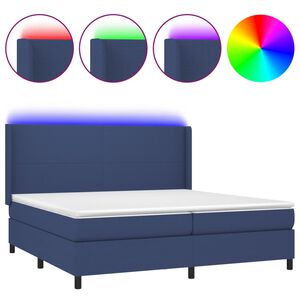 vidaXL Boxspring met matras en LED stof blauw 200x200 cm