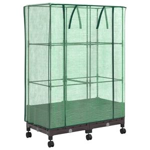 vidaXL Tuinplantenbak met Kasbedekking en Wielen 2 st Bruin PP