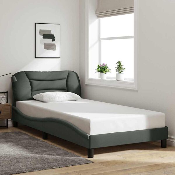 vidaXL Bedframe zonder matras "Hvar" stof donkergrijs 100x203 cm