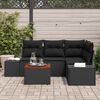 vidaXL Tuinbankenset met kussen 5 pcs Zwart poly rattan