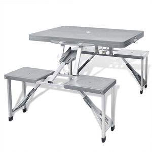 vidaXL Campingset inklapbaar lichtgewicht 120x60 cm aluminium grijs