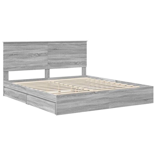vidaXL Opslag bed met lade Grijs Sonoma 180 x 200 cm Bewerkt hout