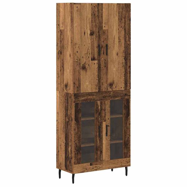vidaXL Hoge kast Oud hout 69,5 x 34 x 180 cm Bewerkt hout