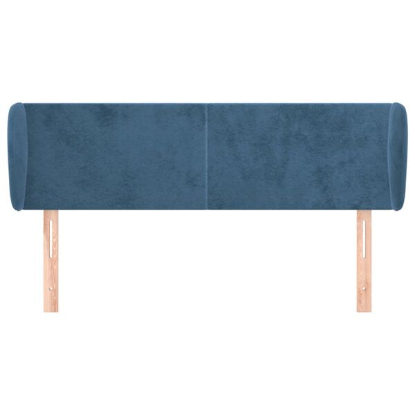 vidaXL Hoofdbord met randen 147x23x78/88 cm fluweel donkerblauw
