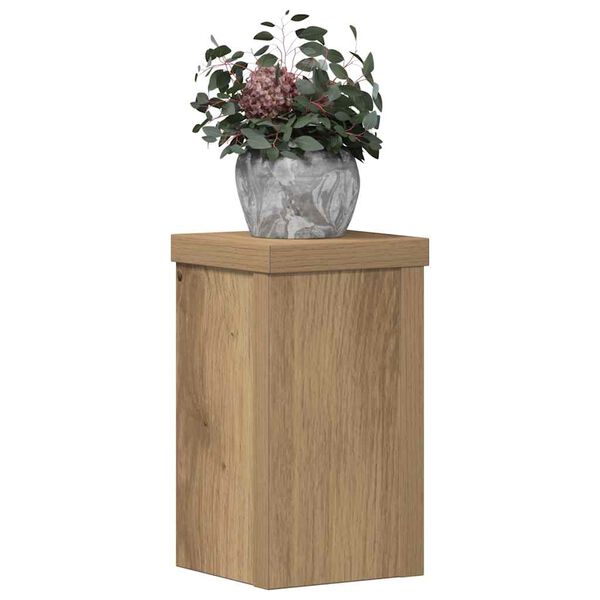 vidaXL Plantenstandaards 2 st 10x10x18 cm hout artisanaal eiken