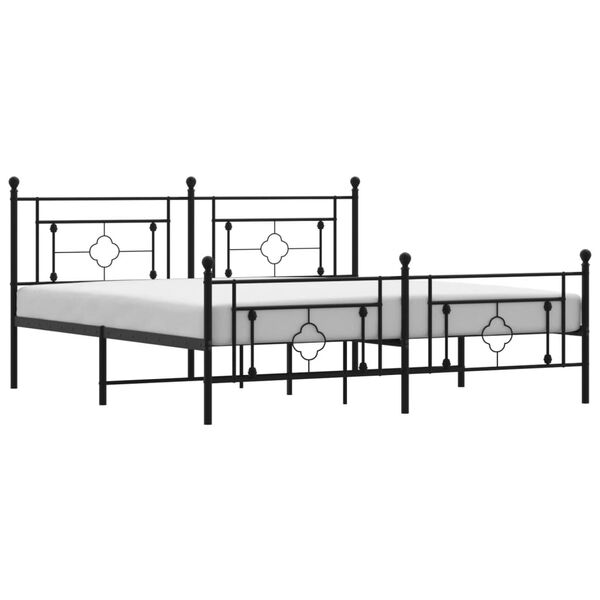 vidaXL Bedframe met hoofd- en voeteneinde metaal zwart 183x213 cm
