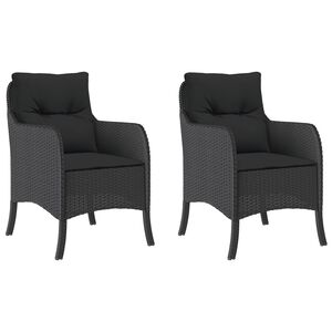 vidaXL Tuinstoelen 2 st met kussens poly rattan zwart