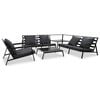 vidaXL 5-delige Loungeset met kussens aluminium donkergrijs