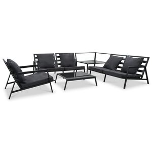 vidaXL 5-delige Loungeset met kussens aluminium donkergrijs