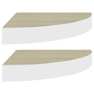 vidaXL Hoekwandschappen 2 st 25x25x3,8 cm MDF eikenkleurig en wit