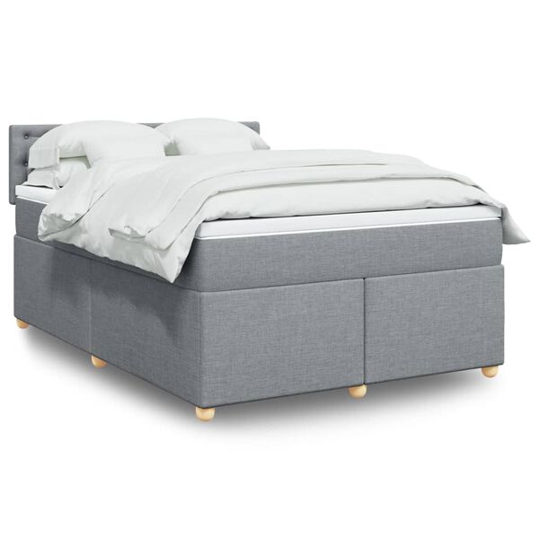 vidaXL Boxspring met matras stof lichtgrijs 140x190 cm