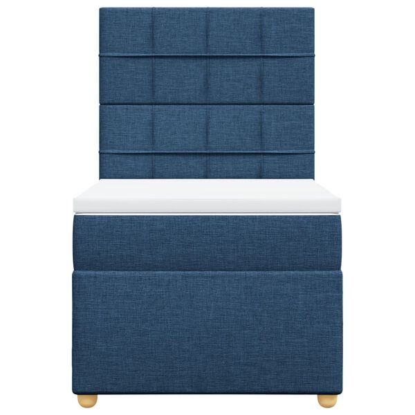 vidaXL Boxspring met matras stof blauw 90x190 cm