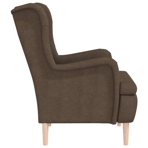 vidaXL Fauteuil met massief rubberwood poten stof bruin