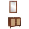 vidaXL Badkamerkast met plank 2 pcs Zwart en Goud Massief Mango Hout