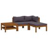 vidaXL 4-delige Loungeset met kussens massief acaciahout