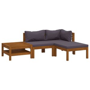 vidaXL 4-delige Loungeset met kussens massief acaciahout