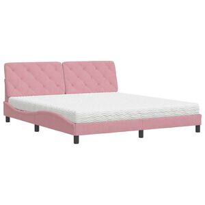 vidaXL Bed met matras fluweel roze 180x200 cm
