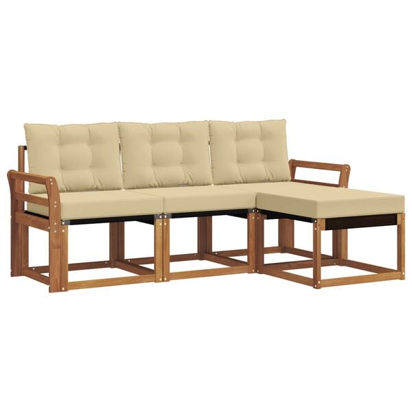 vidaXL Buiten bankenset met kussen 4 pcs Natuurlijk en Beige
