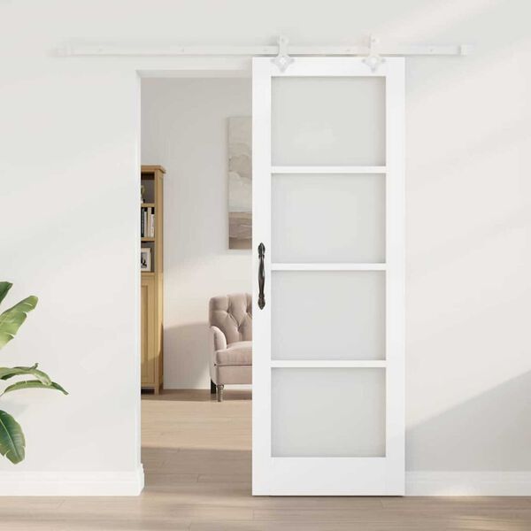 vidaXL Schuifdeur Wit 73,5 x 211 cm Massief grenenhout en glas