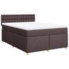 vidaXL Boxspring met matras stof donkerbruin 140x190 cm