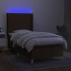 vidaXL Boxspring met matras en LED stof donkerbruin 90x190 cm