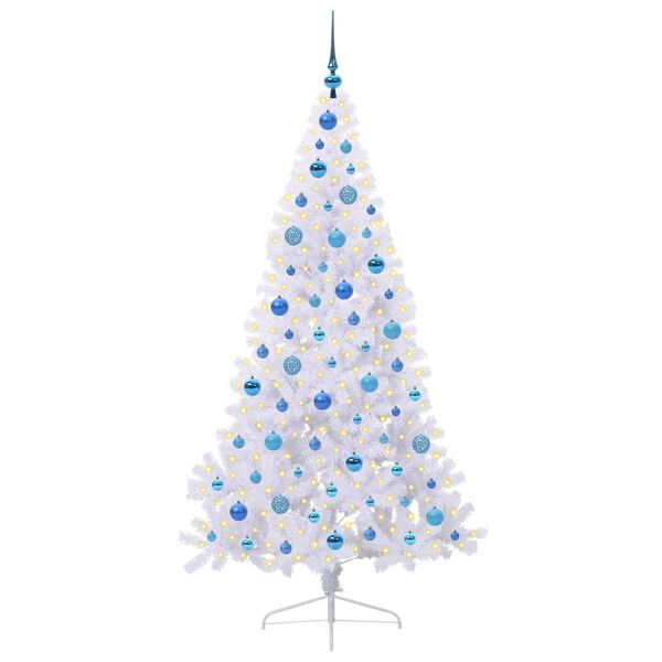 vidaXL Kunstkerstboom met 300 LED Wit 180 cm PVC en staal