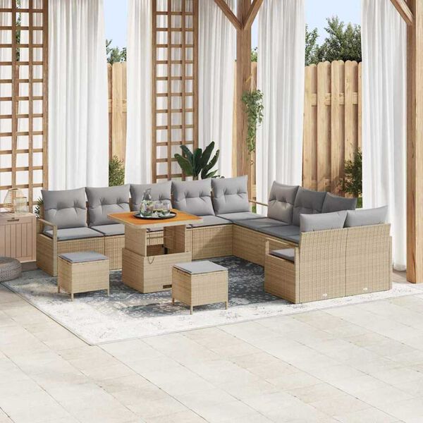 vidaXL Tuin Sofa Set met kussen met opslag 13 pcs Beige en Licht Grijs