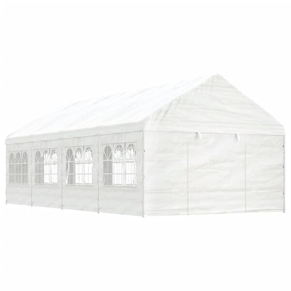 vidaXL Prieel met dak 8,92x4,08x3,22 m polyetheen wit