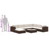 vidaXL 8-delige Loungeset met kussens poly rattan bruin