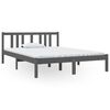 vidaXL Bedframe massief hout grijs 135x190 cm