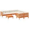vidaXL 9-delige Loungeset met kussens massief grenenhout wasbruin