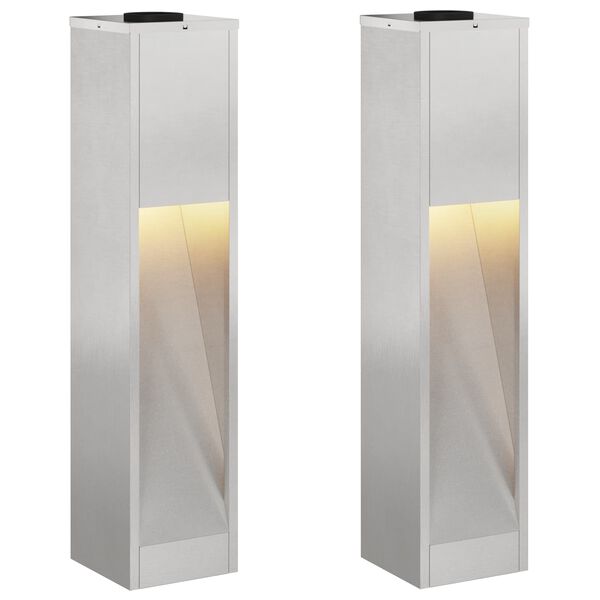 vidaXL Zonne LED Padverlichting 2 pcs Zilver Roestvrij staal