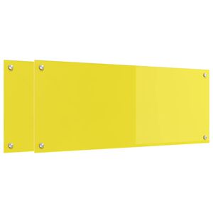 vidaXL Keuken Achterwand 2 pcs Geel 100 x 40 cm gehard glas