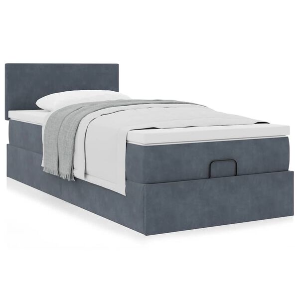 vidaXL Ottoman bed met matras 80x200cm fluweel donkergrijs