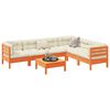 vidaXL 7-delige Loungeset met kussens massief grenenhout wasbruin