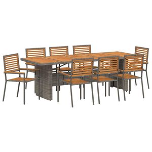 vidaXL Tuin eettafelset 9 st Grijs en Bruin poly rattan