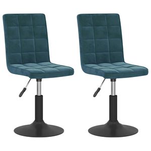 vidaXL Eetkamerstoelen draaibaar 2 st fluweel blauw